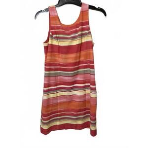 Cappagallo Women's Orange Pink Striped Casual Chic Sleeveless Maxi Dress 8